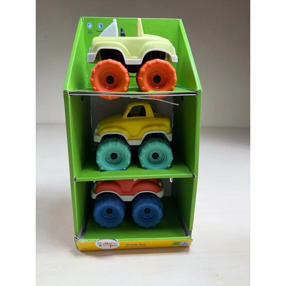 Gigglescape 3pc Truck Playset Chunky Wheels Multicolor Toy Vehicles Ages 2+ NEW
